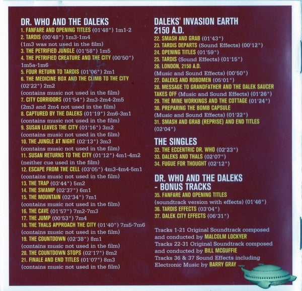 Malcolm Lockyer, Bill McGuffie and Barry Gray : Dr. Who & The Daleks (CD, Album, Comp)
