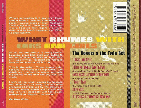 Tim Rogers & The Twin Set : What Rhymes With Cars And Girls (CD, Album)