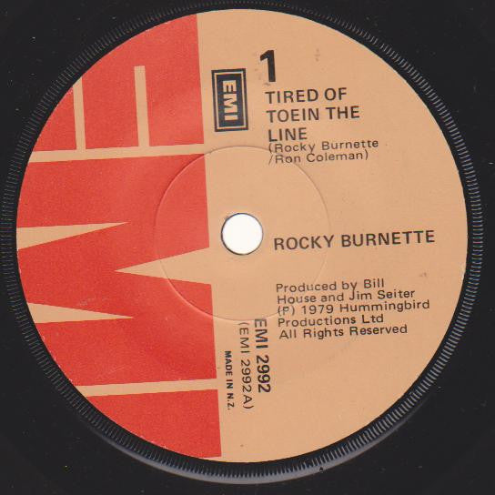 Rocky Burnette : Tired Of Toein' The Line (7", Single)