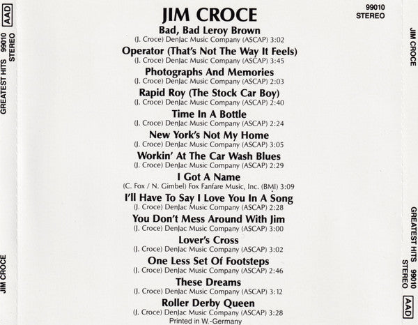 Jim Croce : Greatest Hits (CD, Comp)