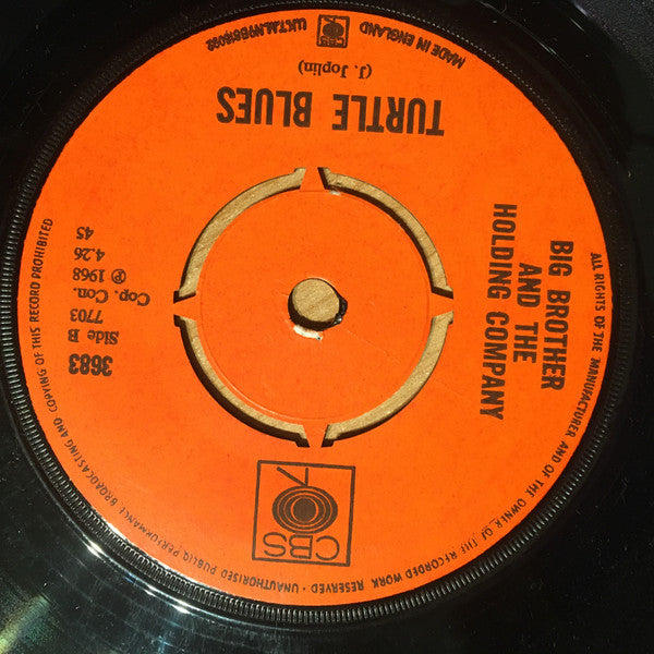 Big Brother & The Holding Company Featuring Janis Joplin : Piece Of My Heart / Turtle Blues (7", Single)