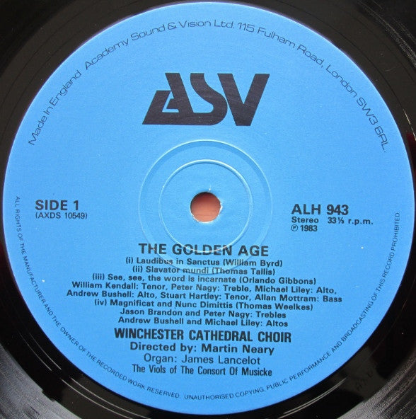 Winchester Cathedral Choir : The Golden Age Of English Cathedral Music (LP)