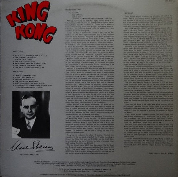 The National Philharmonic Orchestra*, Fred Steiner, Max Steiner : King Kong: The Original Motion Picture Score 1933 (LP, Dol)