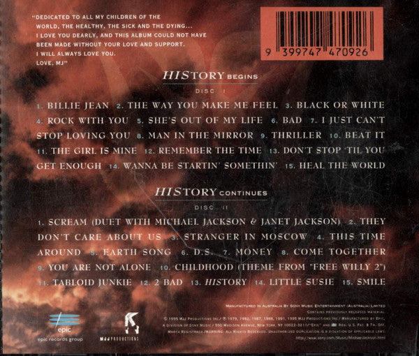 Michael Jackson : HIStory - Past, Present And Future - Book I (CD, Album, RE, Gol + CD, Comp, Gol)