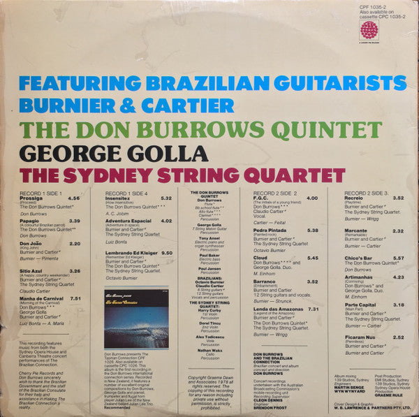 Don Burrows And The Brazilian Connection Featuring Brazilian Guitarists Burnier & Cartier*, The Don Burrows Quintet, George Golla And The Sydney String Quartet : Don Burrows And The Brazilian Connection (2xLP, Album, Gat)