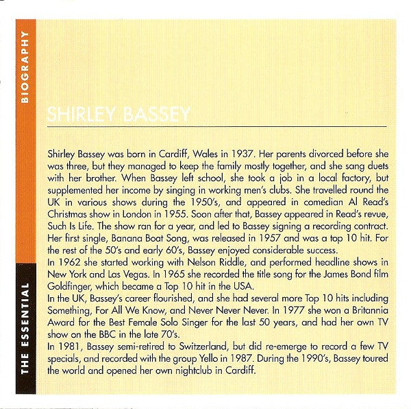 Shirley Bassey : The Essential (CD, Comp, Copy Prot.)