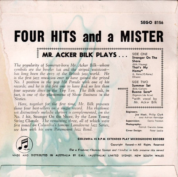 Acker Bilk : Four Hits And A Mister (7", EP, Mono)