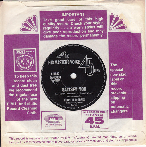 Russell Morris : Wings Of An Eagle (7", Single)