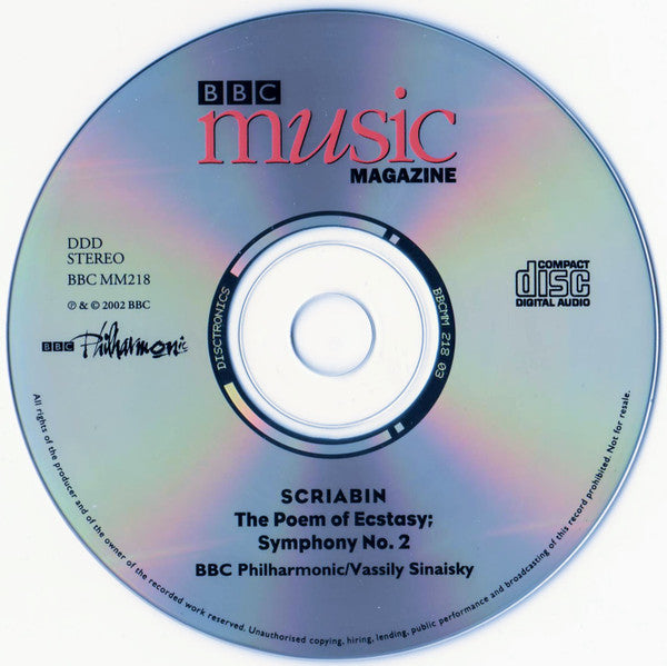 Scriabin* - BBC Philharmonic, Vassily Sinaisky : The Poem Of Ecstasy / Symphony No. 2 (CD)