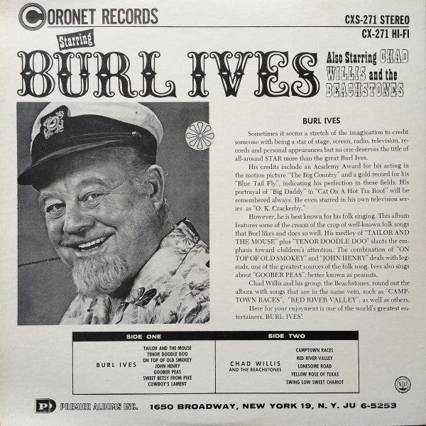 Burl Ives / Chad Willis And The Beachstones : Burl Ives Sings (LP)