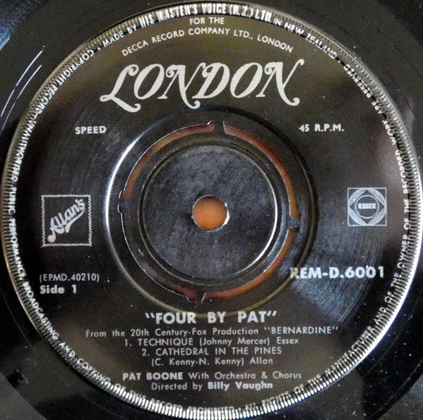Pat Boone : Four By Pat (7", EP)