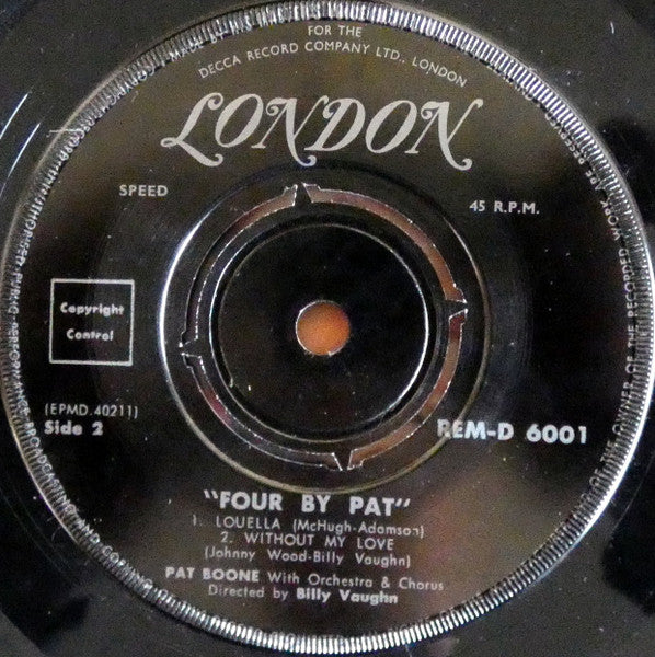 Pat Boone : Four By Pat (7", EP)