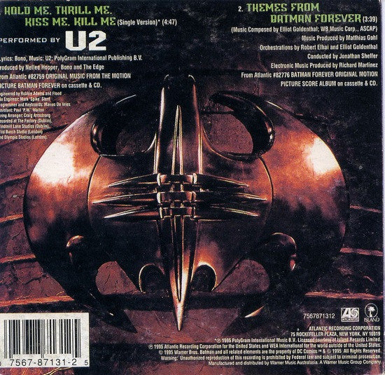 U2 : Hold Me, Thrill Me, Kiss Me, Kill Me (Original Music From The Motion Picture Batman Forever) (CD, Single, Car)
