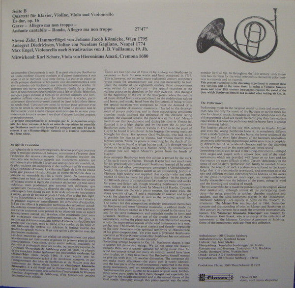 Ludwig van Beethoven, Das Mozart-Trio, Das Salzburger Klassische Bläserspiel : Opus 16 Auf Originalinstrumenten (LP)