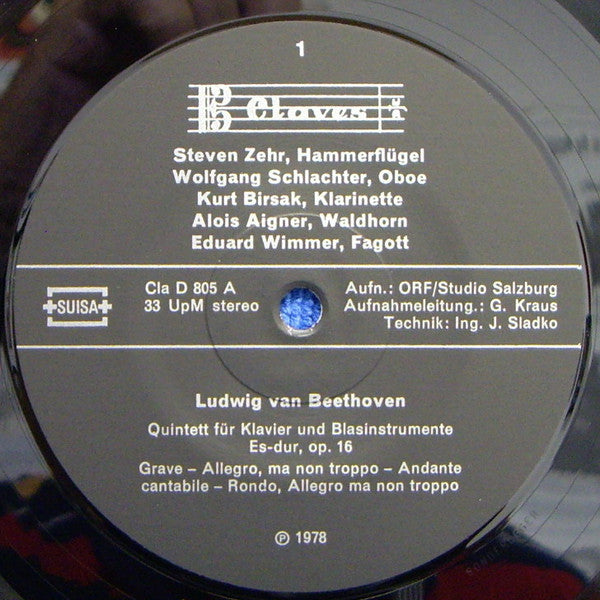 Ludwig van Beethoven, Das Mozart-Trio, Das Salzburger Klassische Bläserspiel : Opus 16 Auf Originalinstrumenten (LP)