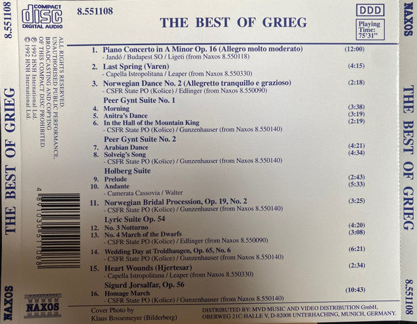 Edvard Grieg : The Best Of Grieg (CD, Comp)