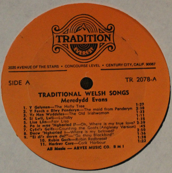 Meredydd Evans : Traditional Welsh Songs (LP, Album)