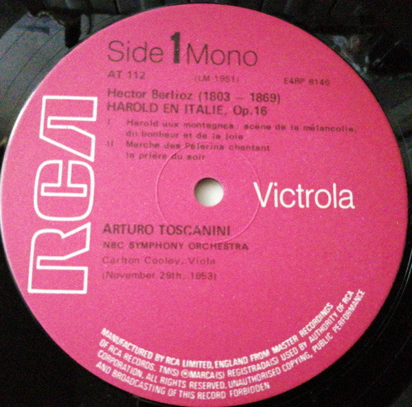 Hector Berlioz - Arturo Toscanini : Harold En Italie (LP, Mono, RE)