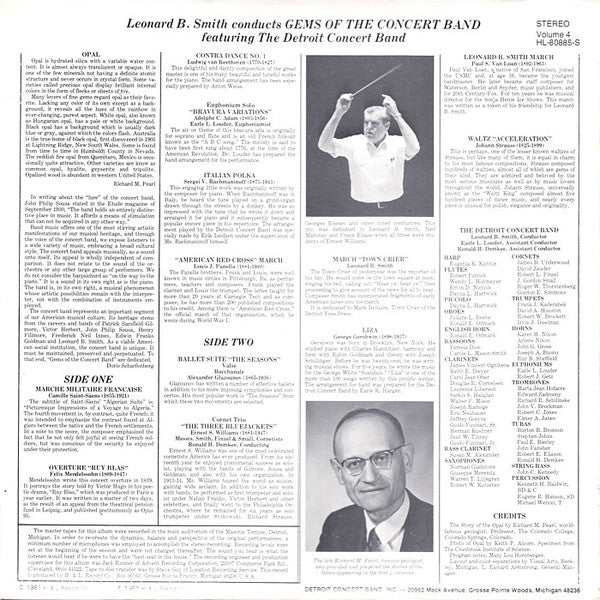 The Detroit Concert Band, Leonard B. Smith : Gems Of The Concert Band Volume 4 (LP, Album)