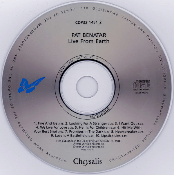 Benatar* : Live From Earth (CD, Album, RE)