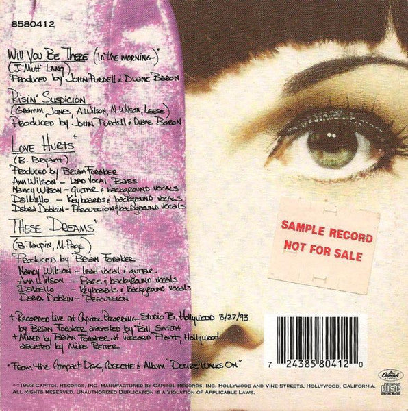 Heart : Will You Be There (In The Morning) (CD, Single, Car)