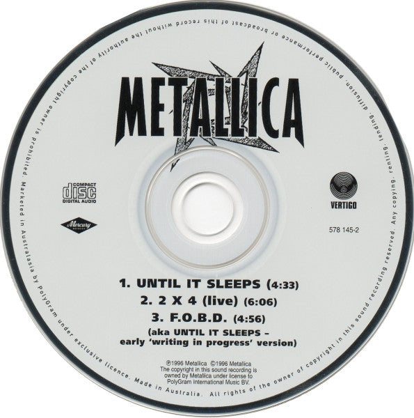 Metallica : Until It Sleeps (CD, Single, Car)