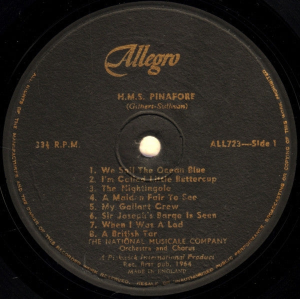 Gilbert & Sullivan, The National Musicale Company : H.M.S. Pinafore (LP, Album)
