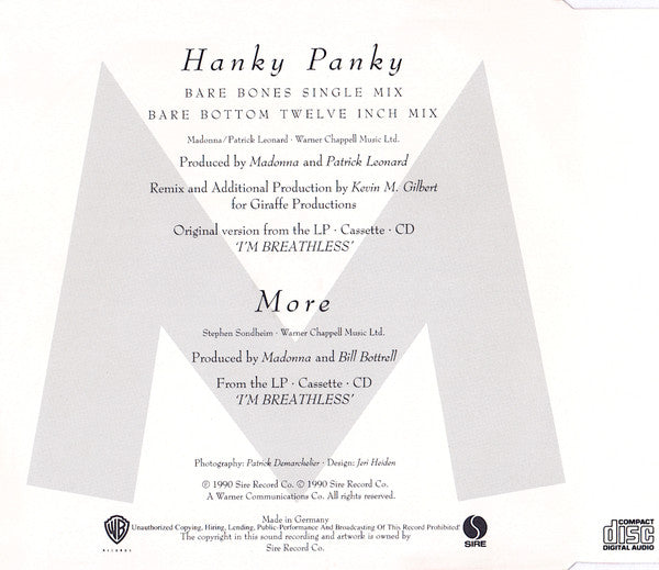 Madonna : Hanky Panky (Bare Bottom Twelve Inch Mix) (CD, Single)