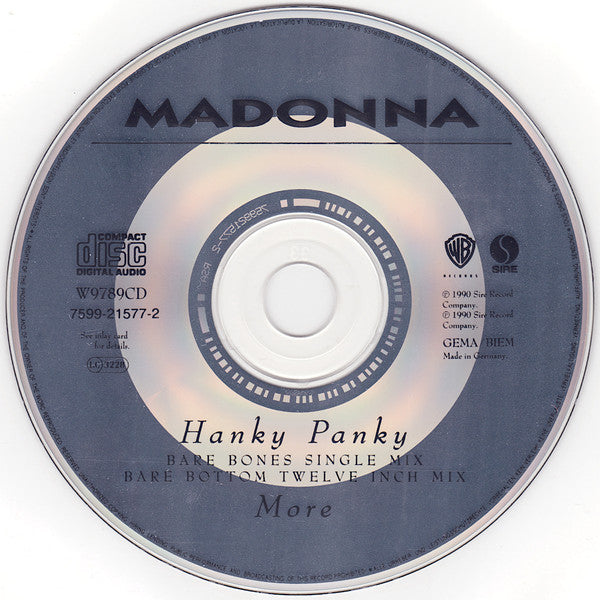 Madonna : Hanky Panky (Bare Bottom Twelve Inch Mix) (CD, Single)