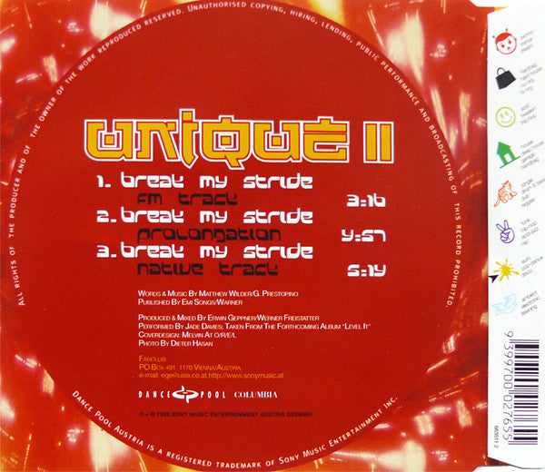 Unique II : Break My Stride (CD, Single)