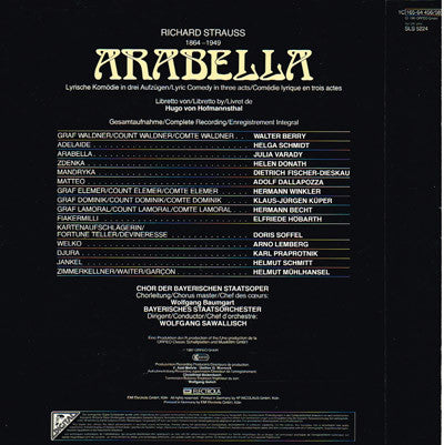 Richard Strauss - Julia Varady*, Dietrich Fischer-Dieskau, Helen Donath, Adolf Dallapozza, Helga Schmidt, Walter Berry, Chor Der Bayerischen Staatsoper, Bayerisches Staatsorchester München*, Wolfgang Sawallisch : Arabella (3xLP, Dig + Box, Boo)