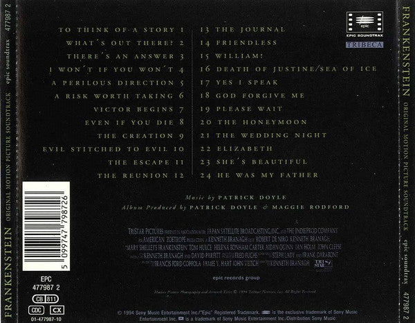 Patrick Doyle : Mary Shelley's Frankenstein (Original Motion Picture Soundtrack) (CD, Album)