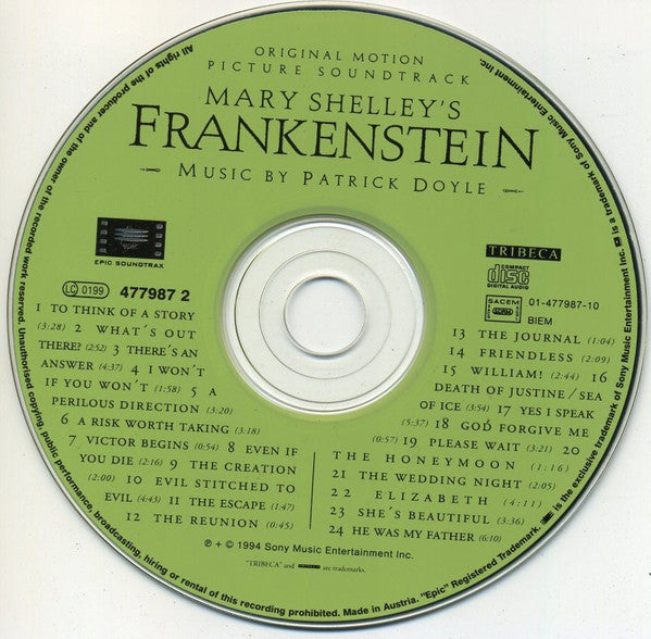 Patrick Doyle : Mary Shelley's Frankenstein (Original Motion Picture Soundtrack) (CD, Album)