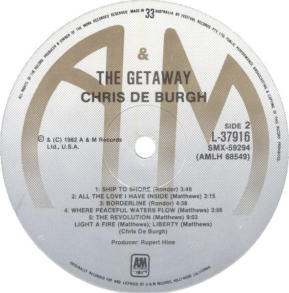 Chris de Burgh : The Getaway (LP, Album)