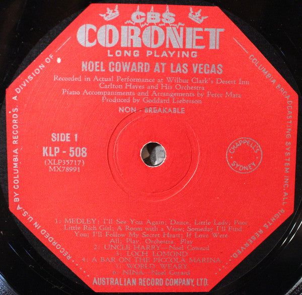 Noel Coward* : Noel Coward At Las Vegas (LP, Album, RP)