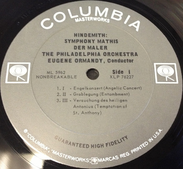 Paul Hindemith - Eugene Ormandy / The Philadelphia Orchestra : Mathis Der Maler / Symphonic Metamorphoses Of Themes By Weber (LP, Album, Mono)