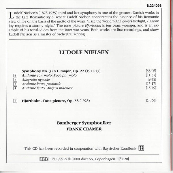 Ludolf Nielsen – Bamberger Symphoniker, Frank Cramer : Symphony No. 3 • Hjortholm (CD, Album)