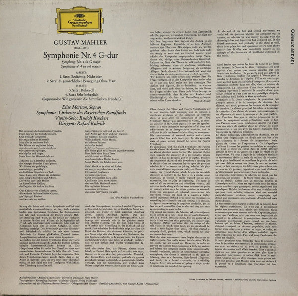 Gustav Mahler · Rafael Kubelik, Elsie Morison, Symphonie-Orchester Des Bayerischen Rundfunks : Symphonie Nr. 4 (LP)
