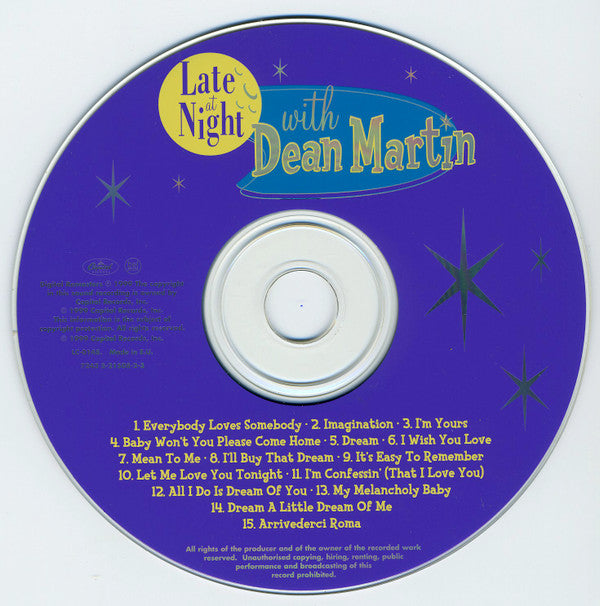 Dean Martin : Late At Night With Dean Martin (CD, Comp, RM)