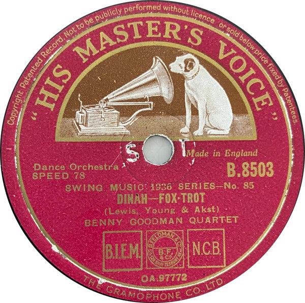 The Benny Goodman Quartet : Dinah / Exactly Like You (Shellac, 10", RP, ST)