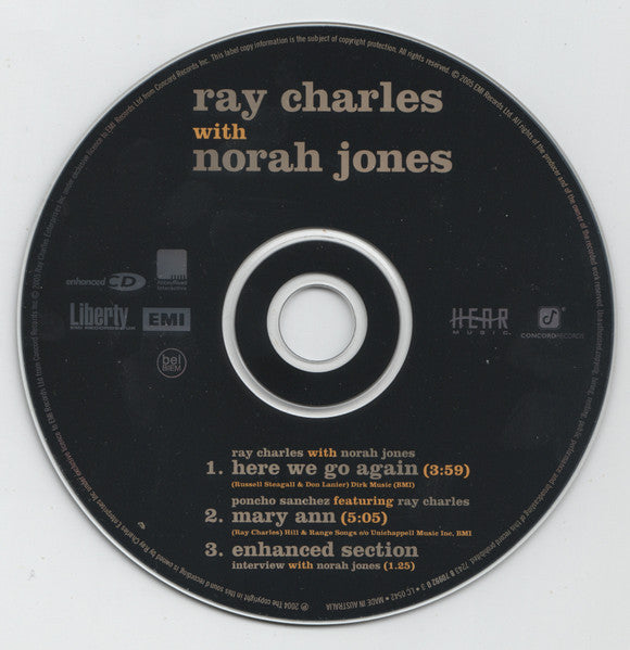 Ray Charles With Norah Jones : Here We Go Again (CD, Single, Enh)