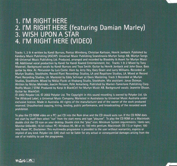 Samantha Mumba : I'm Right Here (CD, Single, Enh)