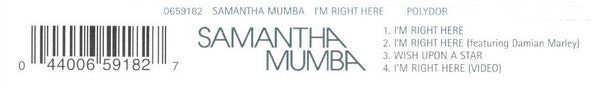 Samantha Mumba : I'm Right Here (CD, Single, Enh)