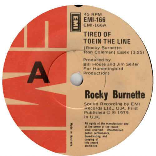 Rocky Burnette : Tired Of Toein The Line (7", Single)