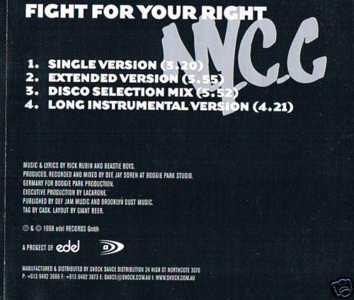 Buy N.Y.C.C. : Fight For Your Right (To Party) (CD, Single) Online for ...