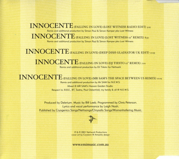 Delerium Featuring Leigh Nash : Innocente (Falling In Love) (CD, Single)