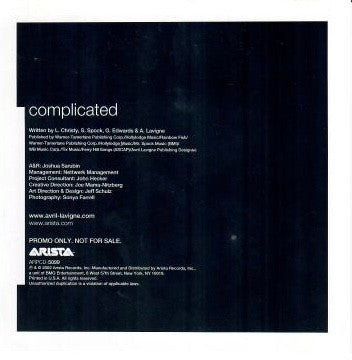 Avril Lavigne : Complicated (CD, Single, Promo)