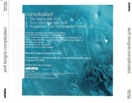 Avril Lavigne : Complicated (CD, Single, Promo)