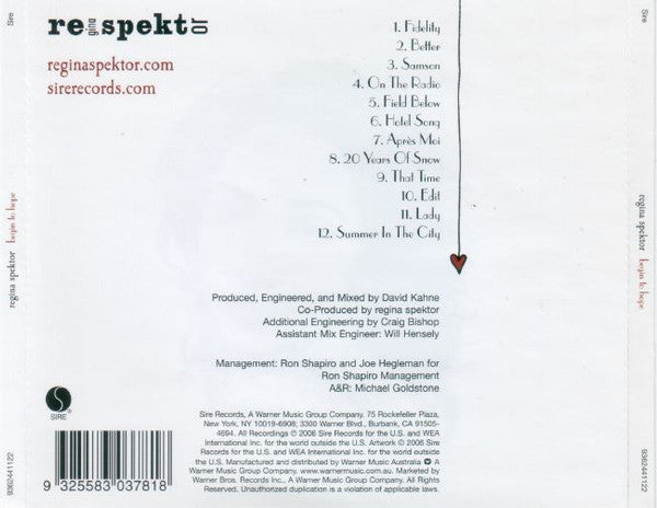 Regina Spektor : Begin To Hope (CD, Album)