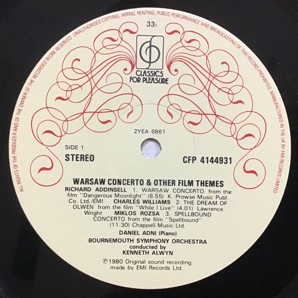 Daniel Adni, Bournemouth Symphony Orchestra, Kenneth Alwyn : Warsaw Concerto And Other Film Themes (LP, RE)